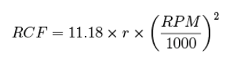 формула расчета центробежной силы RCF